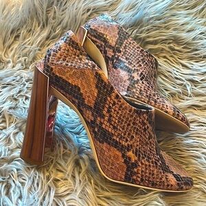 STELLA MCCARTNEY | DESIGNER ICONIC ROSE GOLD PINK SNAKE PRINT WOOD HEELS | 7.5